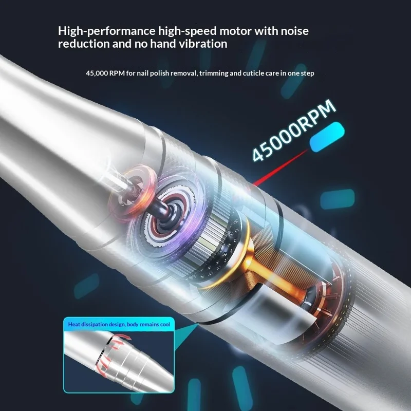 GML-301 Portable Nail Drill with Belt Clip Digital Display Electric Nail File for Gel Polish Removal - White