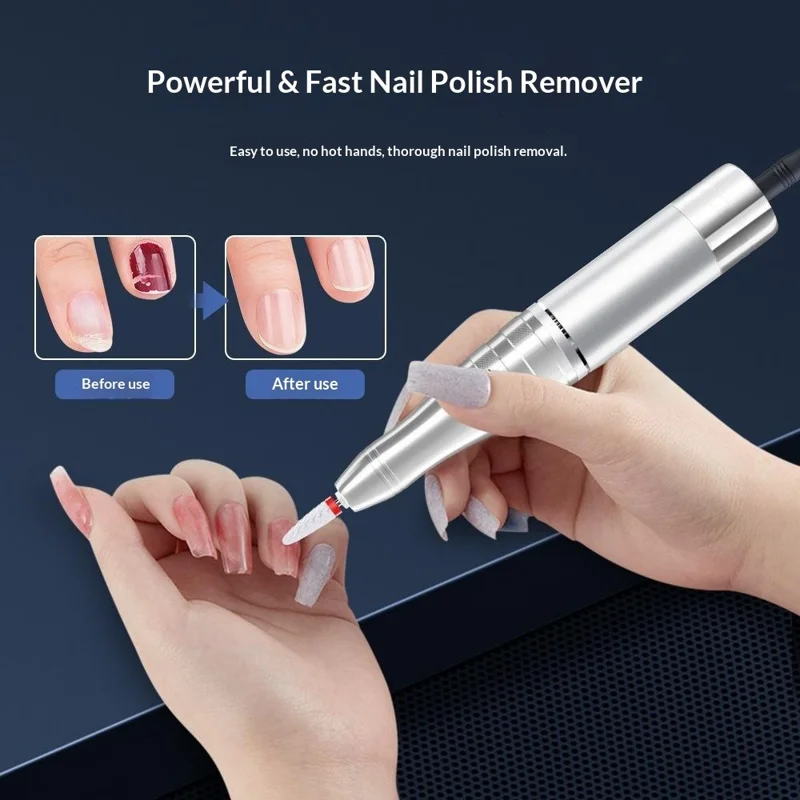 GML-301 Portable Nail Drill with Belt Clip Digital Display Electric Nail File for Gel Polish Removal - White