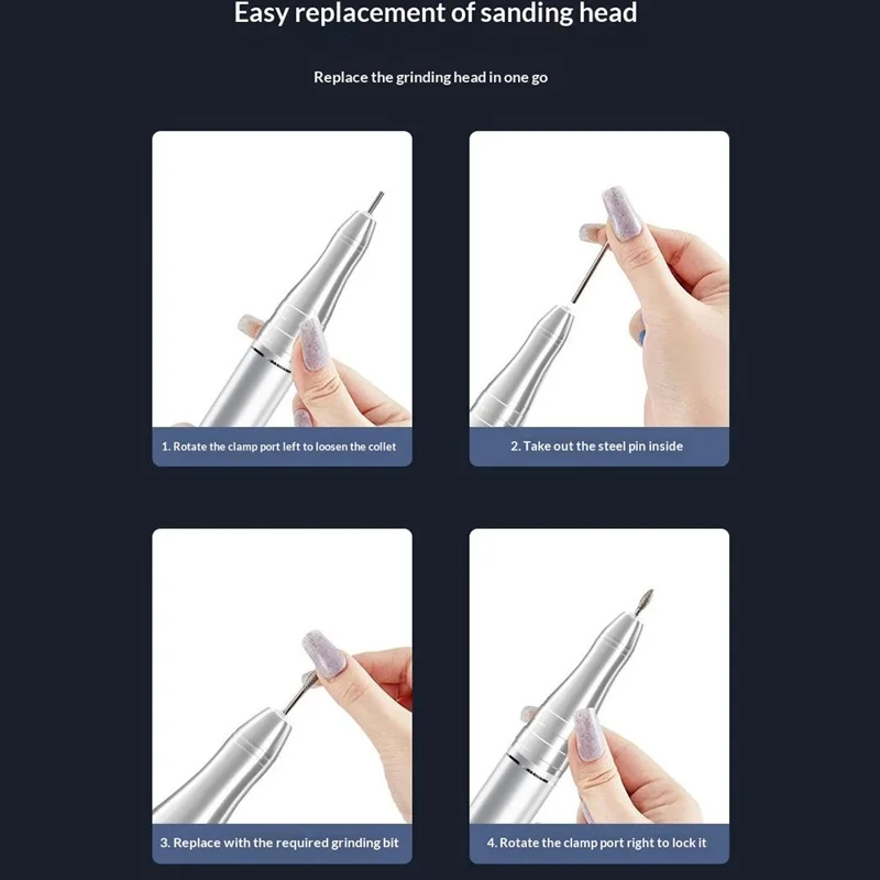 GML-301 Portable Nail Drill with Belt Clip Digital Display Electric Nail File for Gel Polish Removal - White