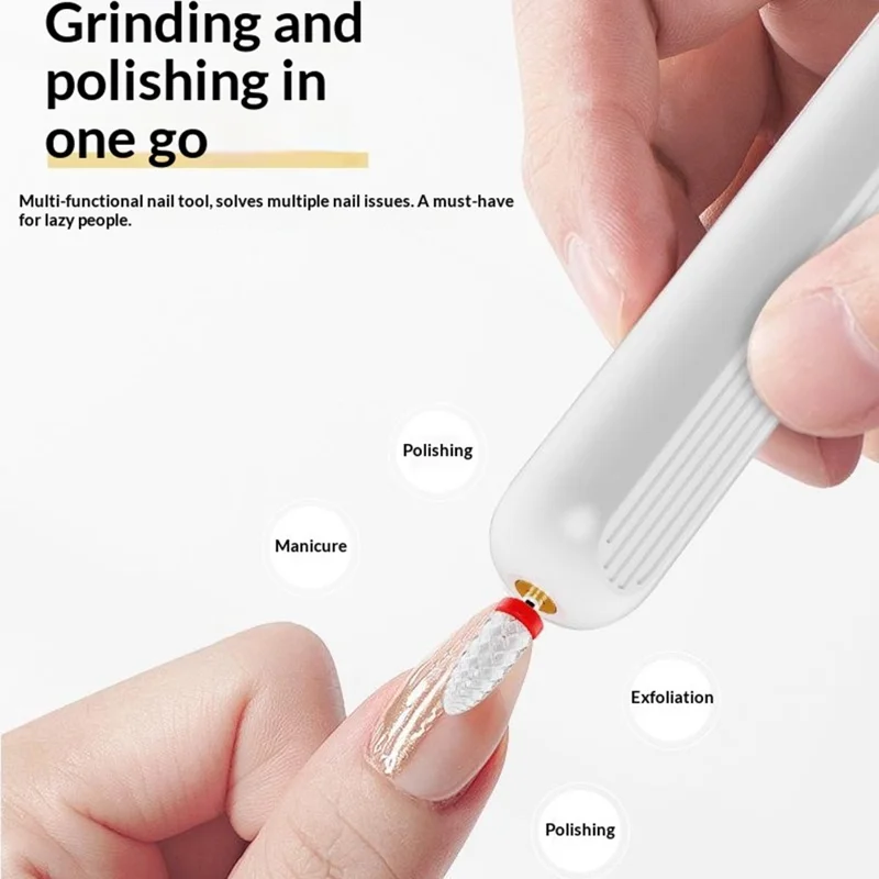 M6 Elektrischer Nagelpolierer 3 Geschwindigkeitsstufen Professionelle Nagelschleif- und Hornhautentfernungs-Maschine - Weiß