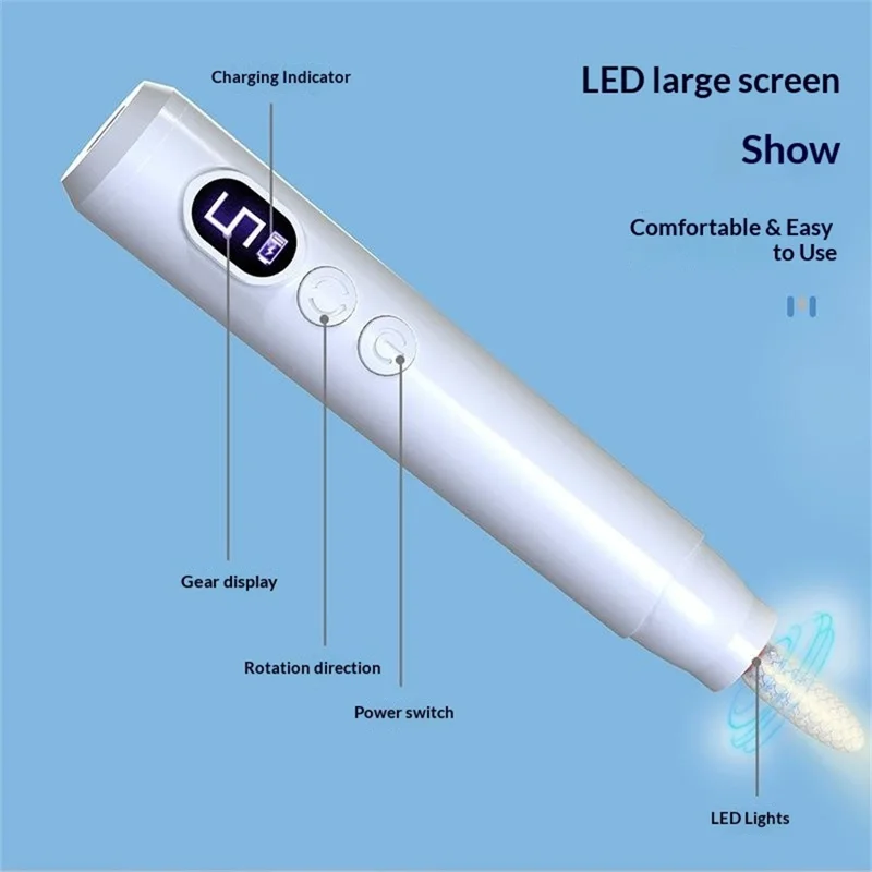 HX-10 LED Display Electric Nail Drill Machine 5 Speeds Professional Nail File Polish Buffer Cuticle Remover