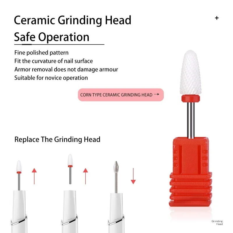 M1 Electric Nail Polisher with 6 Drill Bits 4 Speeds Professional Nail Grinding Polishing Tool Dead Skin Removal Built-in LED Light