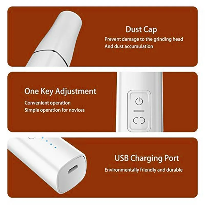 M1 Electric Nail Polisher with 6 Drill Bits 4 Speeds Professional Nail Grinding Polishing Tool Dead Skin Removal Built-in LED Light