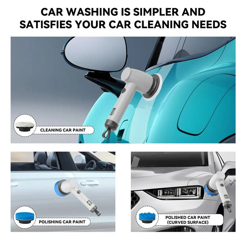 CLE-03 Multifunctional Electric Cleaning Brush with 7 Interchangeable Heads IPX8 Waterproof Cordless Scrubber - White