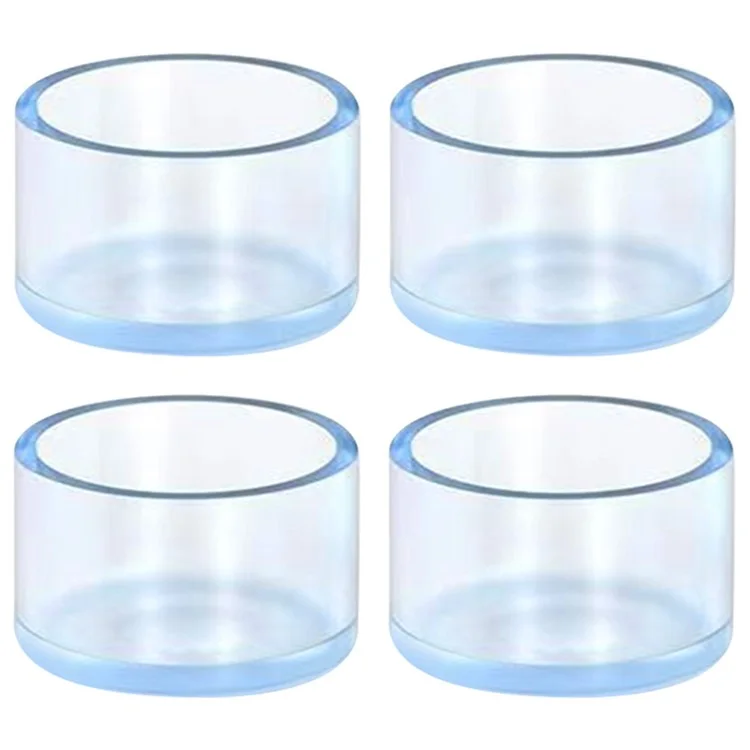 4 Peças / Conjunto de 50 mm Protetores de Borracha Transparentes Redondos para Móveis, Protetores de Piso Protegem Pés Inferiores Meias Cobre Tubo Tampas para Pernas de Cadeira
