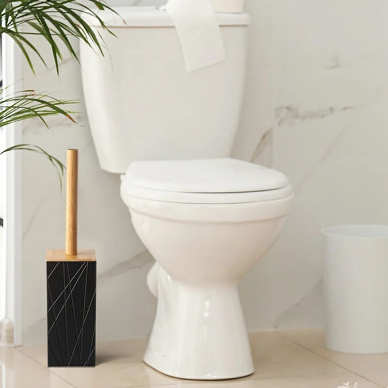 ZT230 Ensemble de 6 pièces en acrylique pour salle de bain avec distributeur de lotion, gobelet à bain de bouche, porte-brosse à dents, soucoupe à savon, brosse de toilette, contenant pour cotons-tiges - Noir