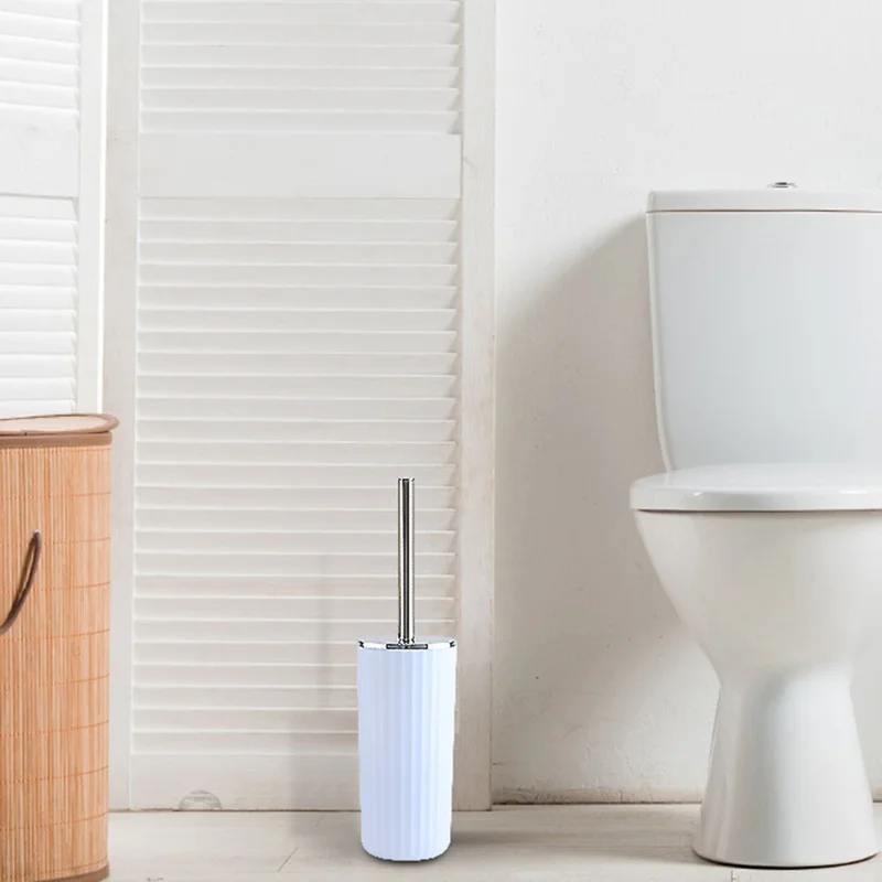 T226-8 Kit de toilette chromé 8 pièces avec poubelle, brosse de toilette, bouteille de lotion, gobelet pour bain de bouche, porte-brosse à dents, porte-savon, contenant pour cotons-tiges et plateau de rangement - Blanc