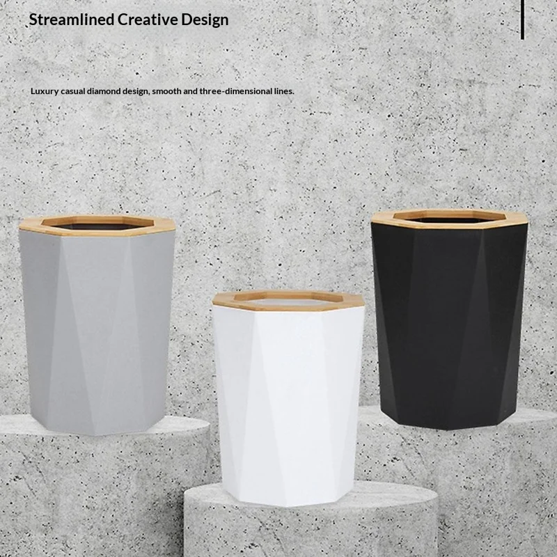 T227 Бамбук PP 8 предметов Набор аксессуаров для ванной с мусорным ведром, ершиком для унитаза, дозатором для лосьона, стаканом для полоскания рта, подставкой для зубных щеток, мыльницей, контейнером для ватных палочек, подносом - Белый