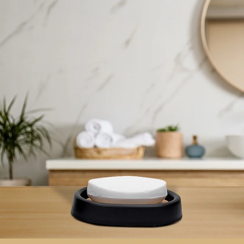 ZT230-4 4Pcs Luxury Bamboo PP Bathroom Toiletry Kit with Lotion Bottle Mouthwash Cup Toothbrush Holder Soap Dish - Black