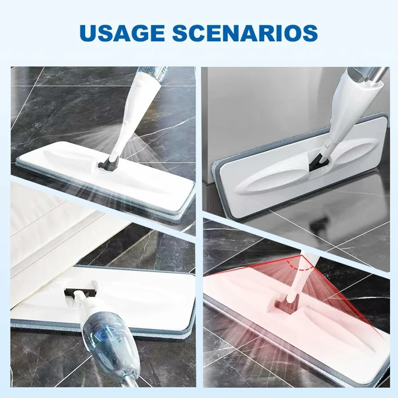 Balai Pulvérisateur Eau Balai Sec et Humide 2 en 1 avec 2 Patins de Remplacement en Microfibre
