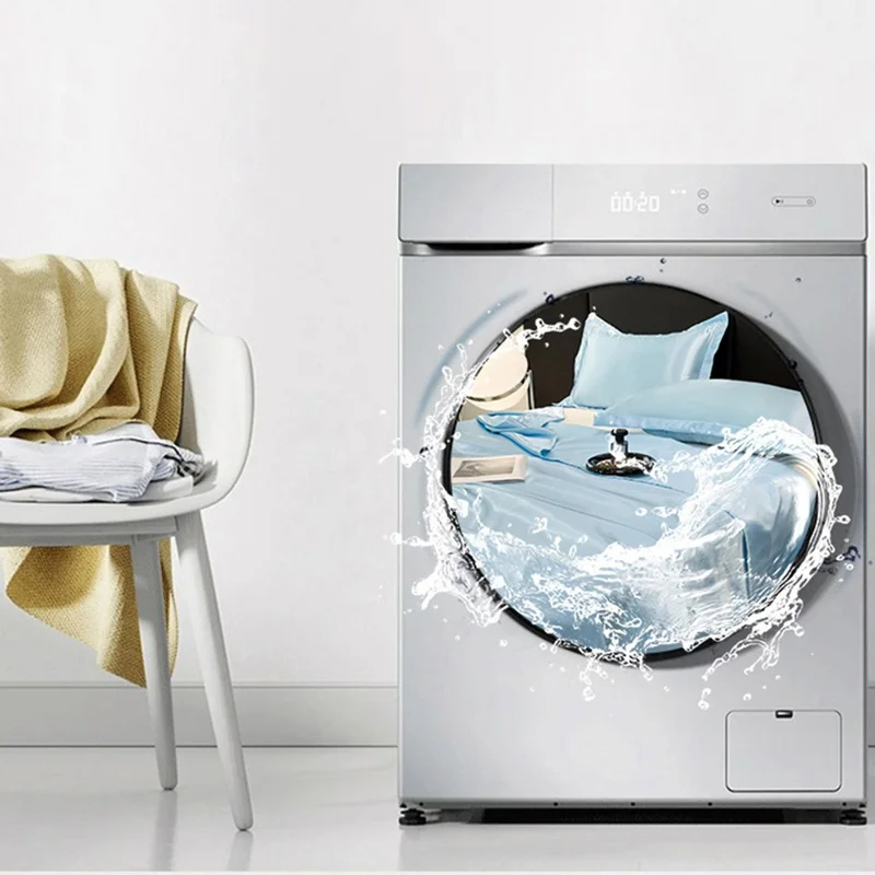 3Pcs Summer Washable Silk Bedding Set with 120 x 230cm Bed Sheet / 2 Pillowcase for Bedroom - Sky Blue