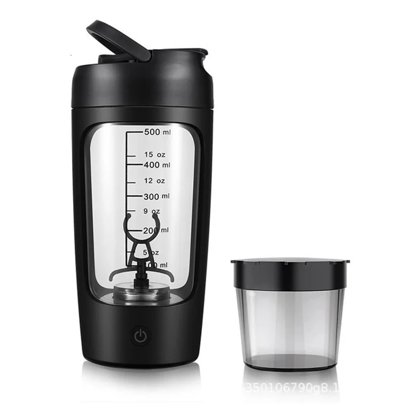 23652 Electric Protein Shaker Bottle 650ml USB Rechargeable Automatic Blender Cup (BPA Free, No FDA Certificate) - Black