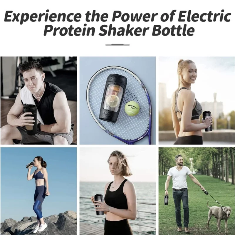 23652 Electric Protein Shaker Bottle 650ml USB Rechargeable Automatic Blender Cup (BPA Free, No FDA Certificate) - Blue