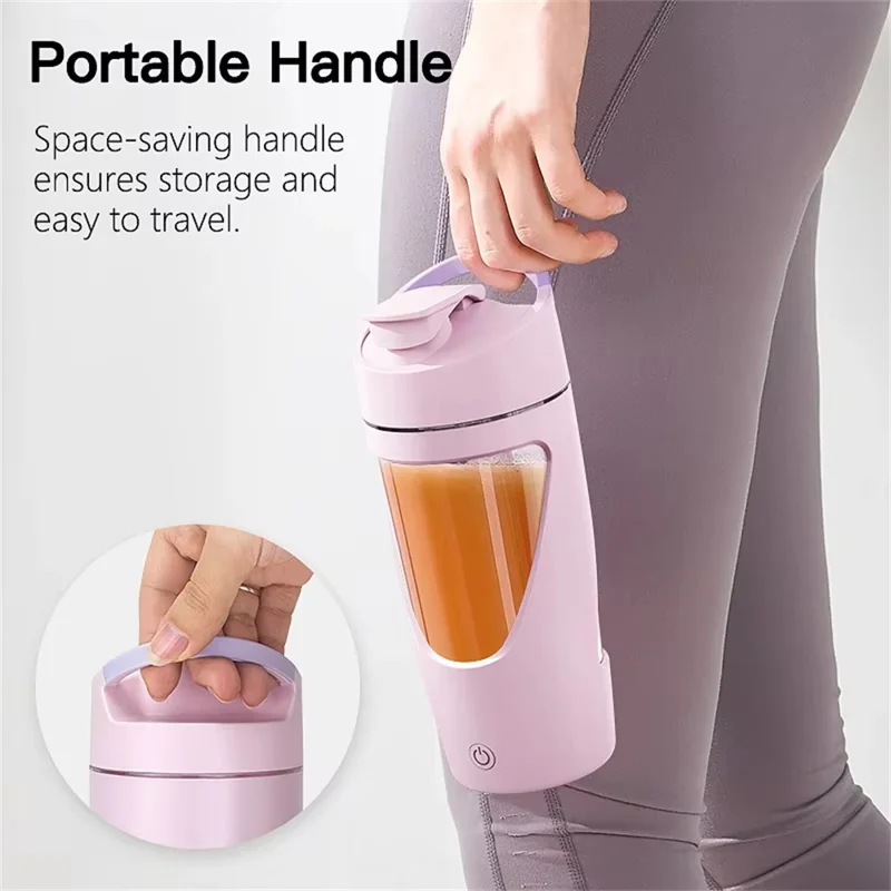 25700 700ml Electric Shaker Bottle Rechargeable Protein Mixer Cup with Portable Handle (BPA Free, No FDA Certificate) - Black