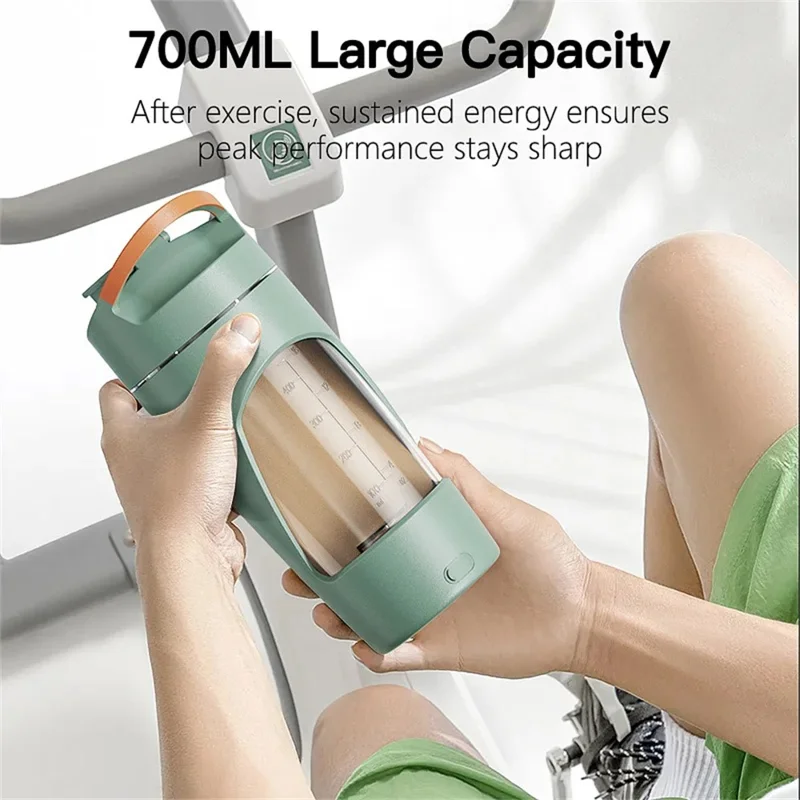 25700 700ml Electric Shaker Bottle Rechargeable Protein Mixer Cup with Portable Handle (BPA Free, No FDA Certificate) - Black