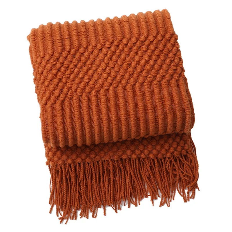 127x152+15x2cm Pineapple Pattern Throw Blanket European Style Office Nap Blanket Sofa Cover - Orange