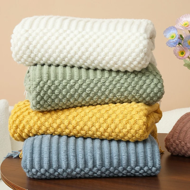 127x152+15x2cm Pineapple Pattern Throw Blanket European Style Office Nap Blanket Sofa Cover - Orange