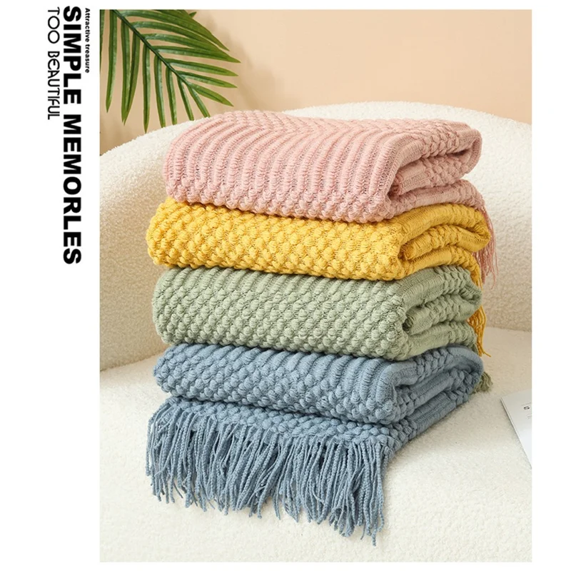 127x152+15x2cm Pineapple Pattern Throw Blanket European Style Office Nap Blanket Sofa Cover - Orange