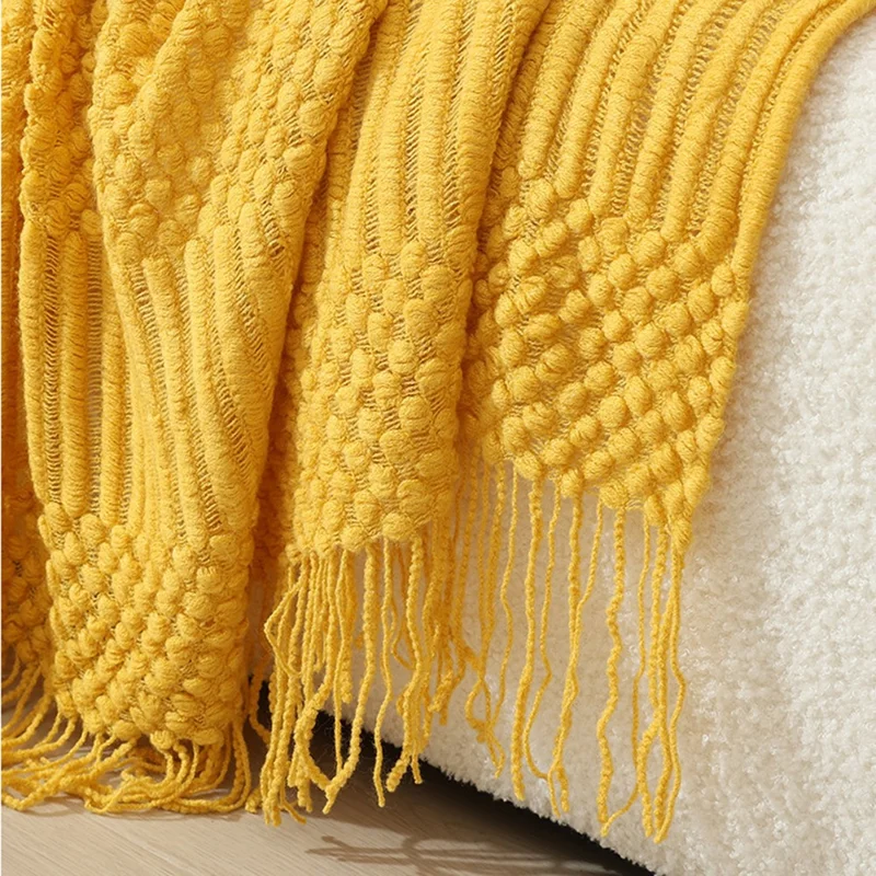 127x152+15x2cm Pineapple Pattern Throw Blanket European Style Office Nap Blanket Sofa Cover - Orange