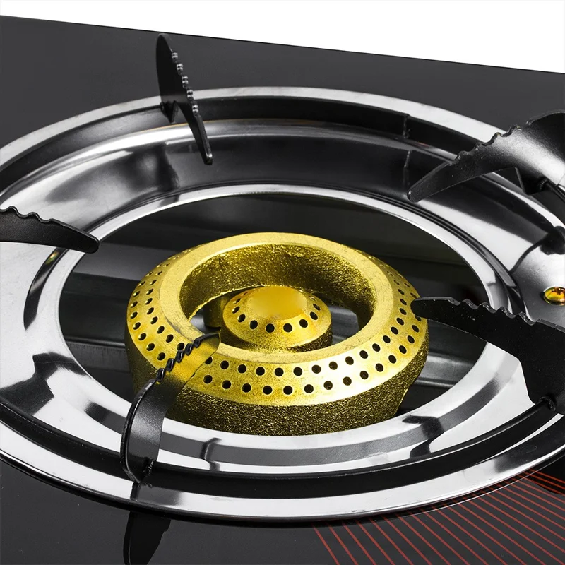 AKANE A.8052 Tempered Glass Desktop Gas Stove 3 Burners Kitchen Cooktop with Independent Adjustment Knobs