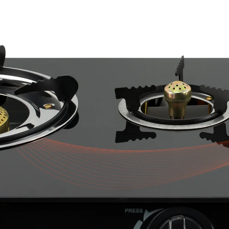 AKANE A.8052 Tempered Glass Desktop Gas Stove 3 Burners Kitchen Cooktop with Independent Adjustment Knobs