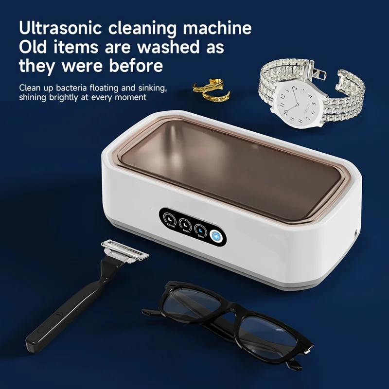 X81 Ultrasonic Cleaner Eyeglass Cleaner with 3-Speed Touch Control 650ML Large Capacity Jewelry Retainer Cleaner, EU Plug - White