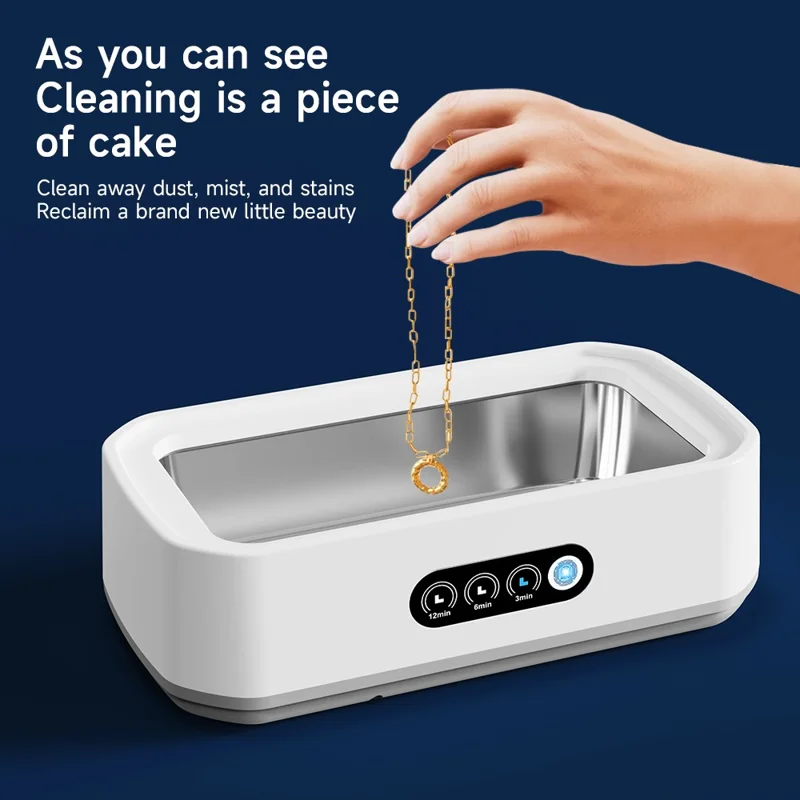 X81 Ultrasonic Cleaner Eyeglass Cleaner with 3-Speed Touch Control 650ML Large Capacity Jewelry Retainer Cleaner, EU Plug - White