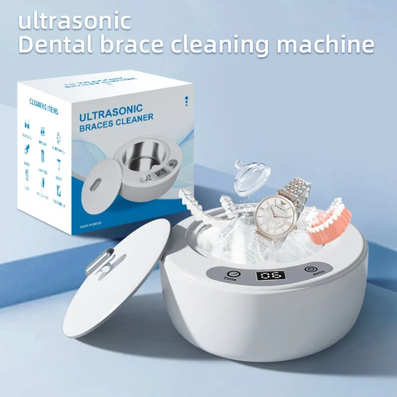 X88 Ultrasonic Cleaner with UV Sterilization 5-Speed Touch Control Eyeglass Cleaner Retainer Cleaning Machine, EU Plug