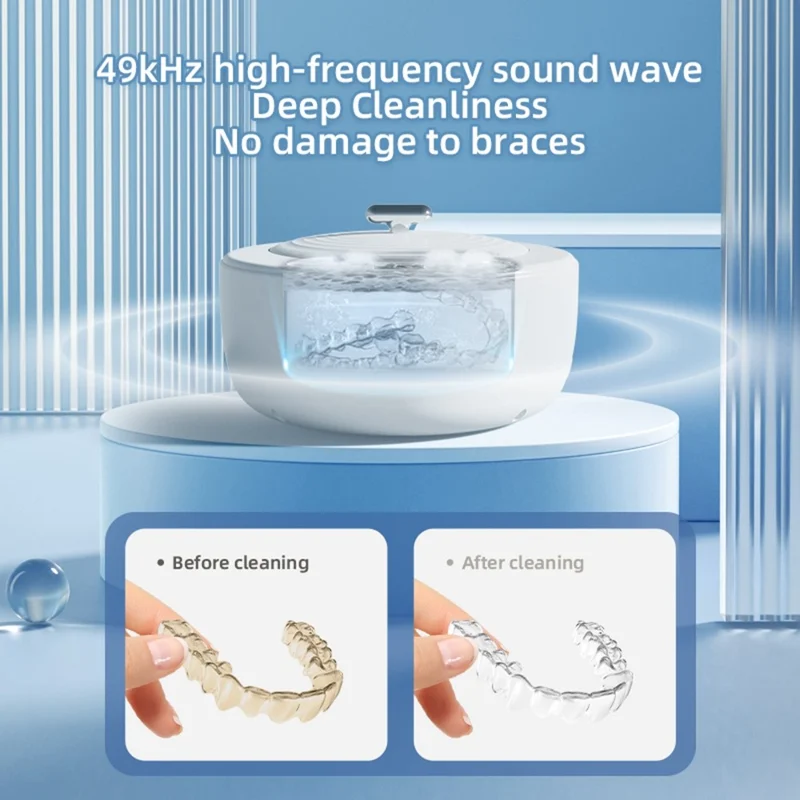 X88 Ultrasonic Cleaner with UV Sterilization 5-Speed Touch Control Eyeglass Cleaner Retainer Cleaning Machine, EU Plug