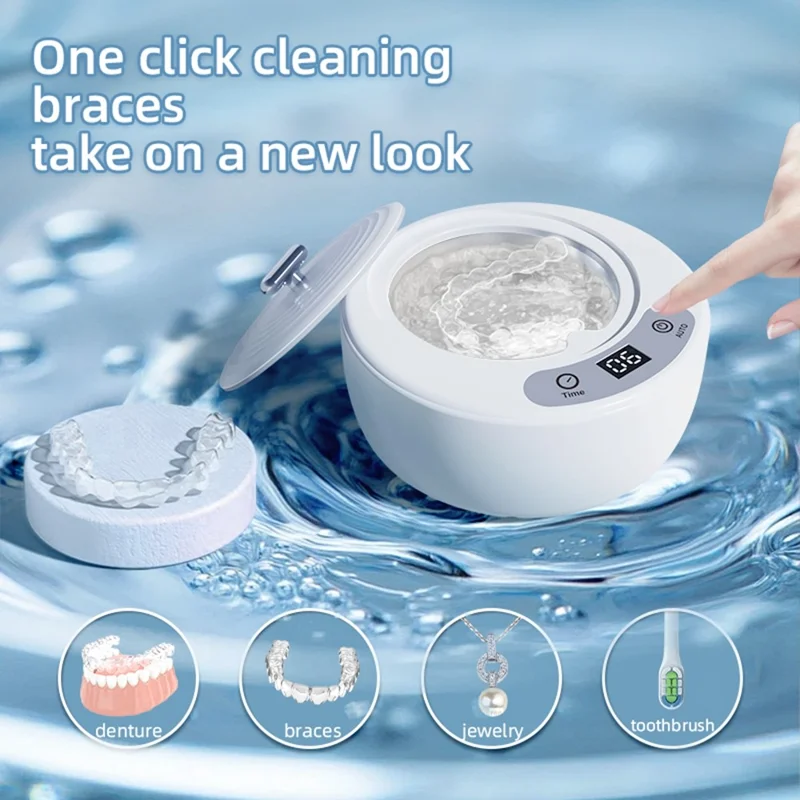 X88 Ultrasonic Cleaner with UV Sterilization 5-Speed Touch Control Eyeglass Cleaner Retainer Cleaning Machine, EU Plug