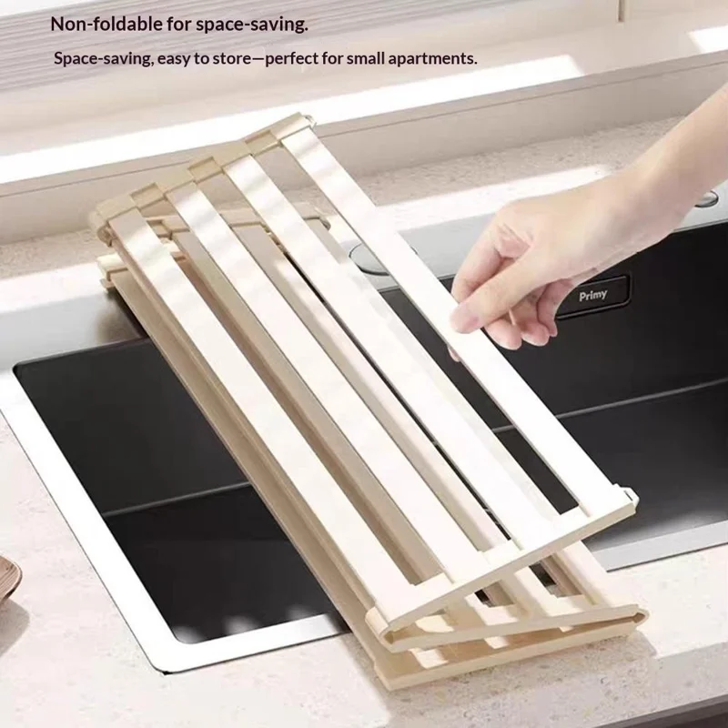 Estante plegable para secar platos encima del fregadero 38 x 34,5 cm, estante escurridor de aluminio con estera enrollable, organizador de cocina - Gris
