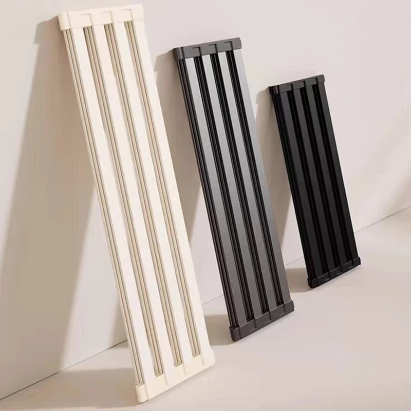 Estante plegable para secar platos encima del fregadero 38 x 34,5 cm, estante escurridor de aluminio con estera enrollable, organizador de cocina - Gris