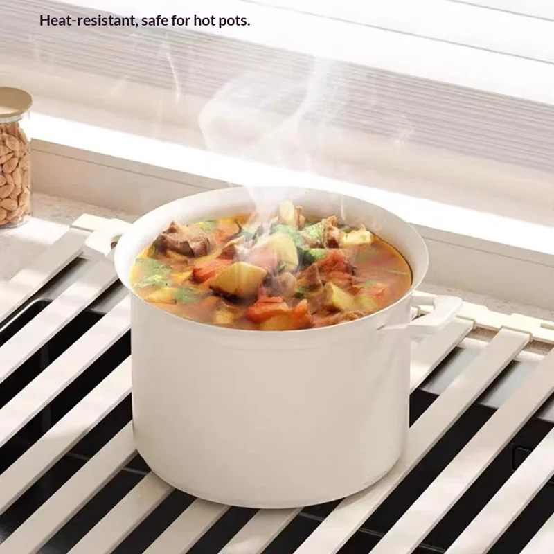 55 x 34,5 cm taller opvaskemaskine Håndtagbar Tørrehylde Folderbar Afløbshylde i Aluminium Rulle op Tæppe Køkkenorganizer - Grå