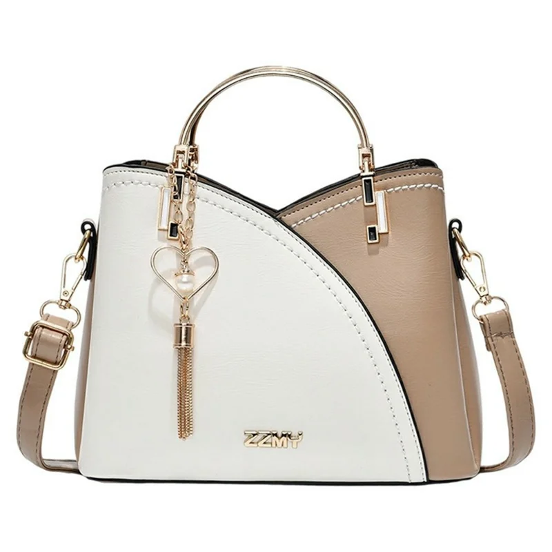 Crossbody Bag for Women Handbag Shoulder Tote Versatile Large Capacity Ladies Purse - White / Khaki