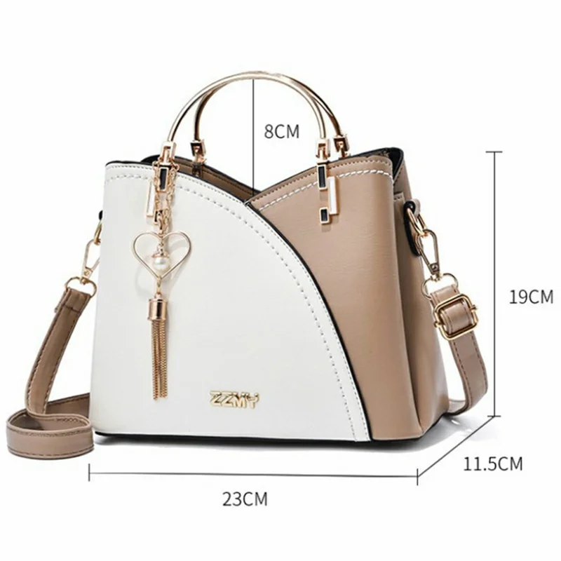 Crossbody Bag for Women Handbag Shoulder Tote Versatile Large Capacity Ladies Purse - White / Khaki