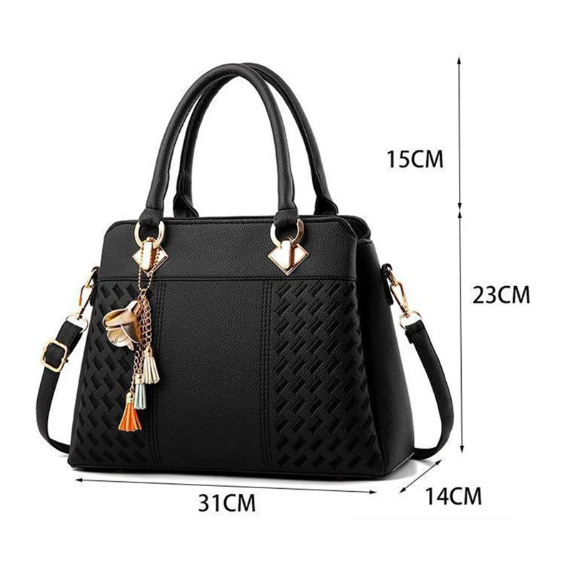 Crossbody Bag Large Capacity Shoulder Handbag Tote for Women Simple Style Versatile Design - Black