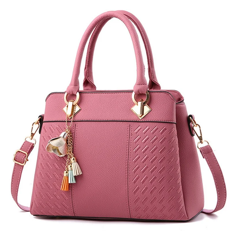 Crossbody Bag Large Capacity Shoulder Handbag Tote for Women Simple Style Versatile Design - Rose