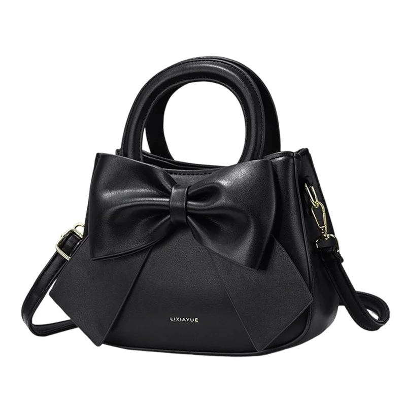 Handbag Tote with Bow Decoration, Portable Shoulder Crossbody Bag for Women - Black