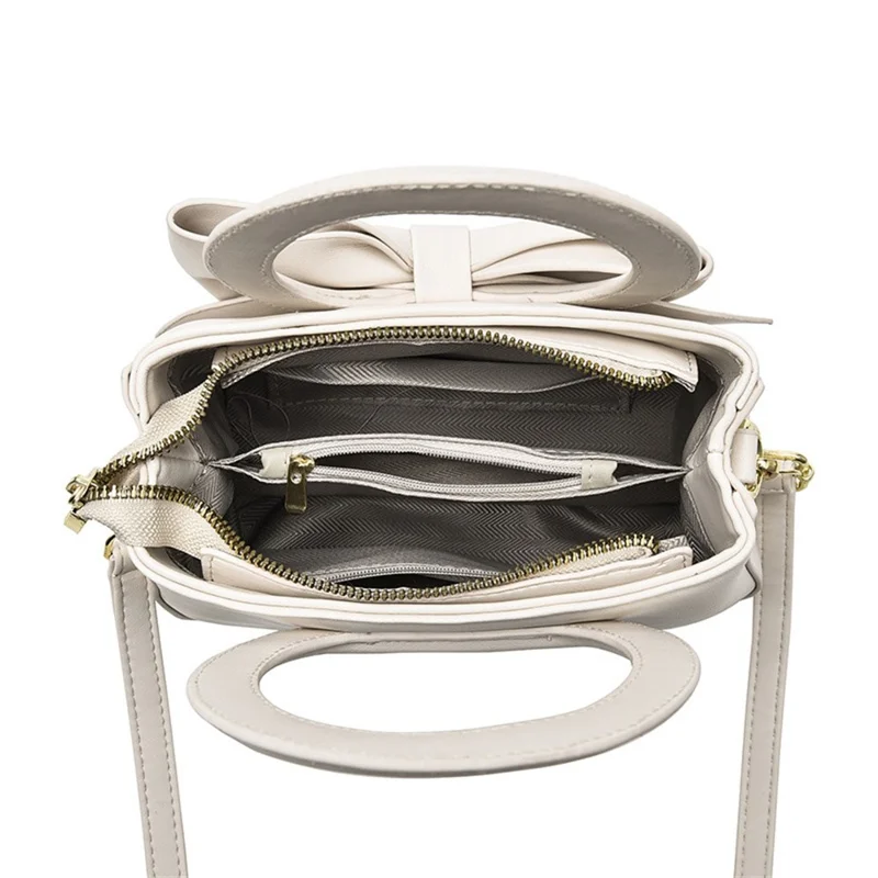 Handbag Tote with Bow Decoration, Portable Shoulder Crossbody Bag for Women - Black