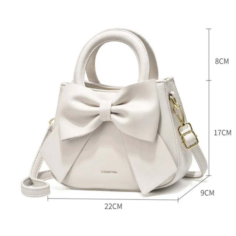 Handbag Tote with Bow Decoration, Portable Shoulder Crossbody Bag for Women - Black