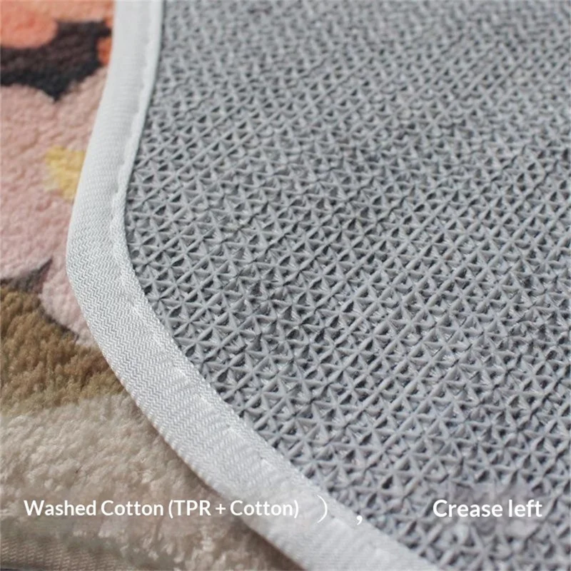 90 x 40cm Irregular Cloud Shape Rug Faux Cashmere Soft Absorbent Non Slip Floor Mat - Mountain Flowers