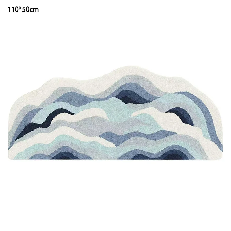 Irregular Cloud Shape Rug Faux Cashmere Soft Absorbent Non Slip Floor Mat 110 x 50cm - Mountain Flowers