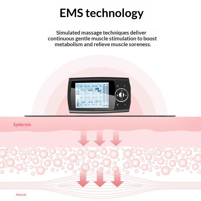 FM-B2404 Stimolatore Muscolare EMS TENS 24 Modalità Massaggiatore Elettrico per Agopuntura e Dimagrimento Elettrostimolatore