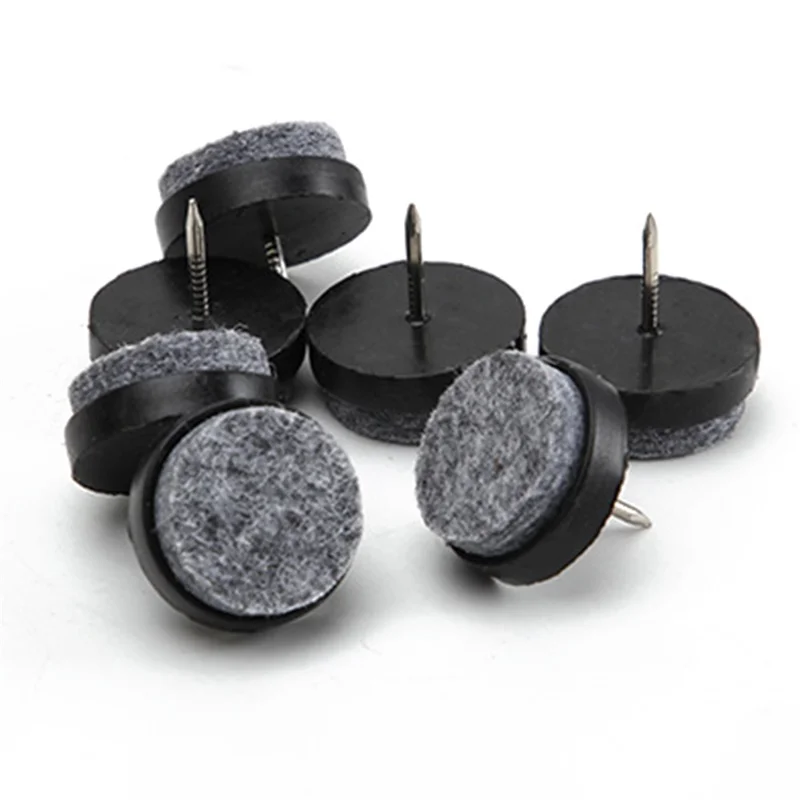 10Pcs / Set 22mm Chair Table Furniture Leg Bottom Feet Pad Noise Reduction Floor Protector Nail - Black