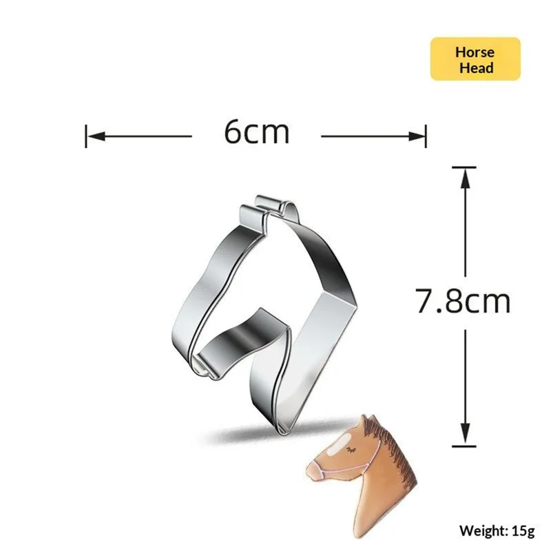 4Pcs / Set Horse Theme Cookie Cutters Stainless Steel Biscuit Mold Cake Decoration Baking Tool (BPA Free, FDA Certified)