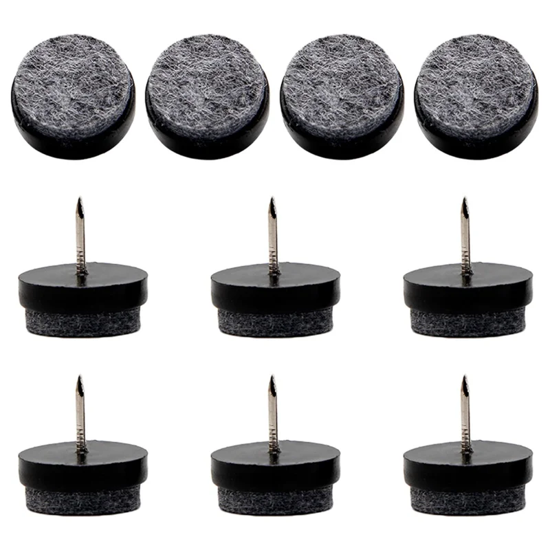 10Pcs / Set 24mm Noise Reduction Chair Table Furniture Leg Bottom Feet Pad Floor Protector Nail - Black