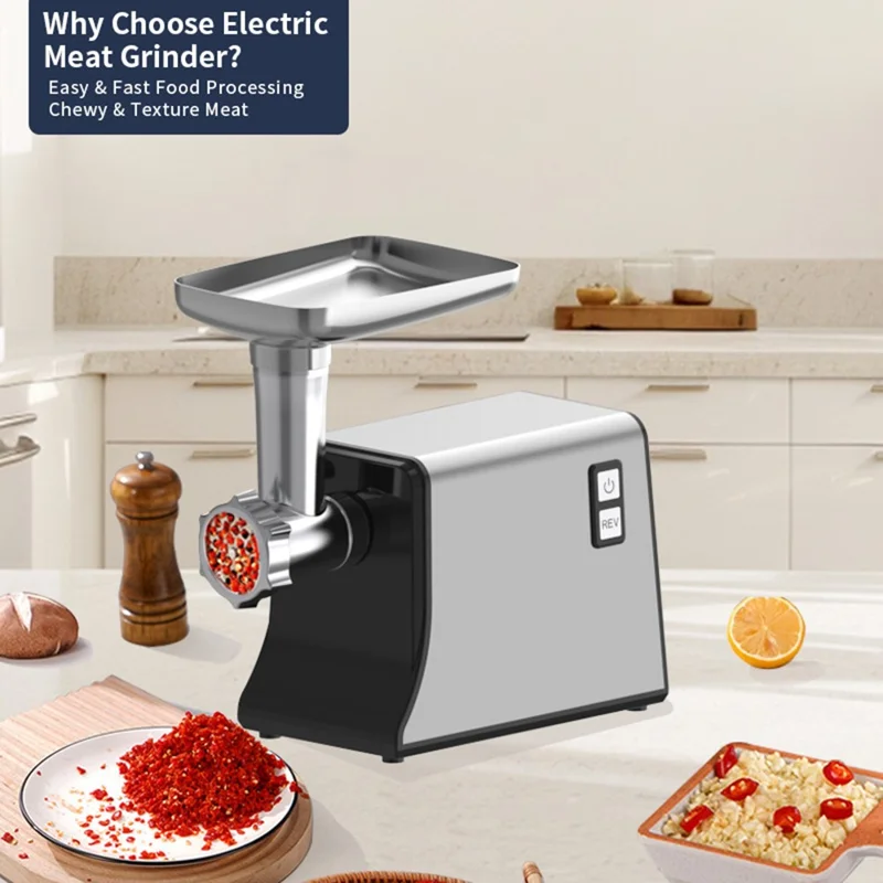 MG-M1 Электрический мясорубка из нержавеющей стали, многофункциональная машина для фарша и колбас, вилка ЕС / 220 В (без БПА, без FDA)