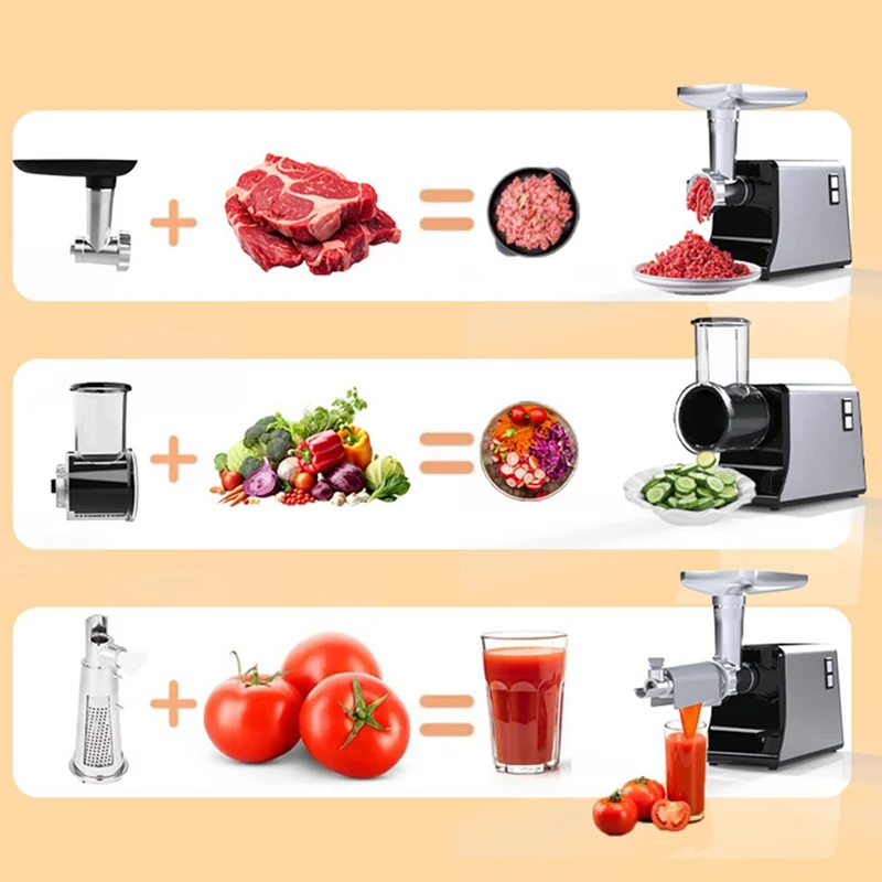 MG-M1 Электрический мясорубка из нержавеющей стали, многофункциональная машина для фарша и колбас, вилка ЕС / 220 В (без БПА, без FDA)