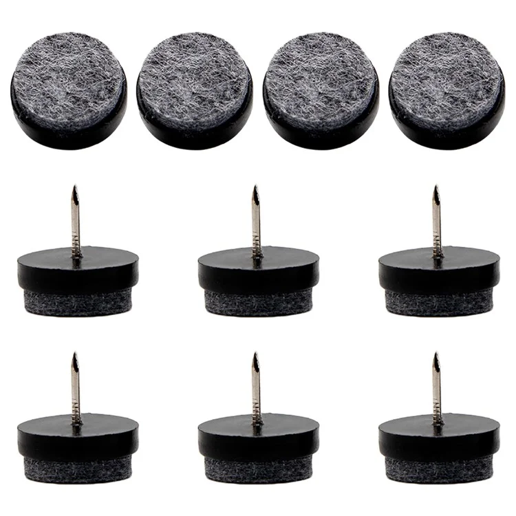 10Pcs / Set 28mm Anti-scratch Furniture Leg Bottom Feet Pad for Chair Table Noise Reduction Floor Protector Nail - Black