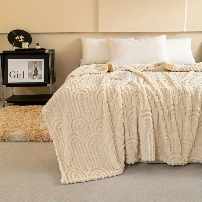 Couverture ultra douce en polaire taffetas 70 x 100 cm, motif colonnade, jeté moelleux pour canapé lit - kaki